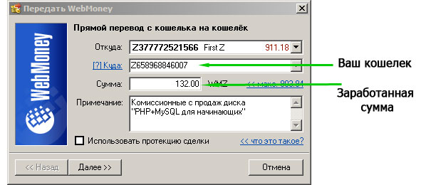 Прямой перевод с кошелька на кошелек.